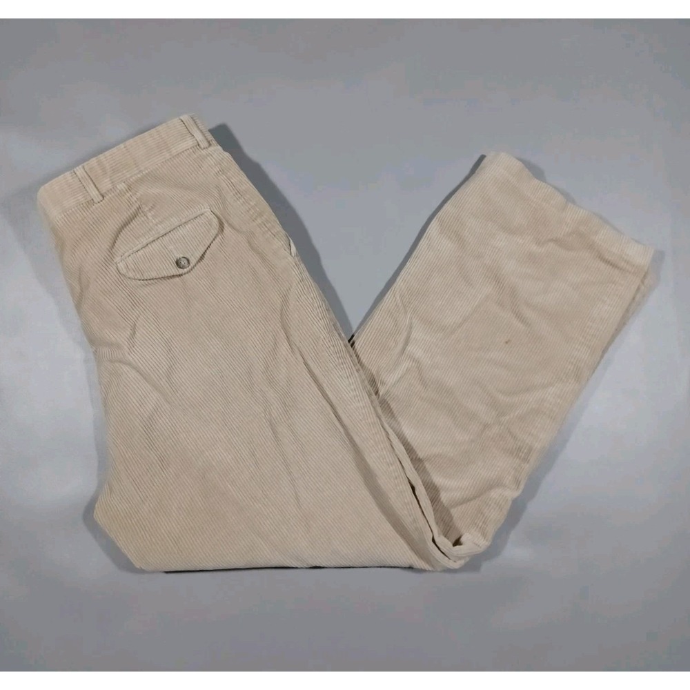 LL Bean Pants Mens 36x30 Khaki Corduroy Straight Leg Made In USA